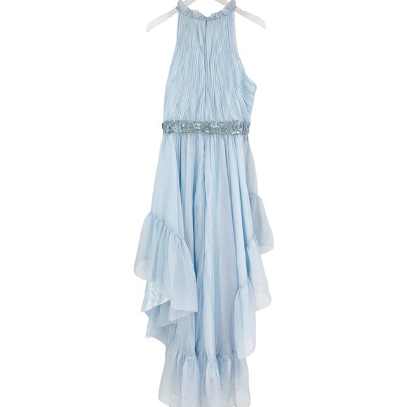 MAC DUGGAL Dress Size 12 Evening Gown Sequin NEW Light Blue Halter Neck High Low - Picture 8 of 10